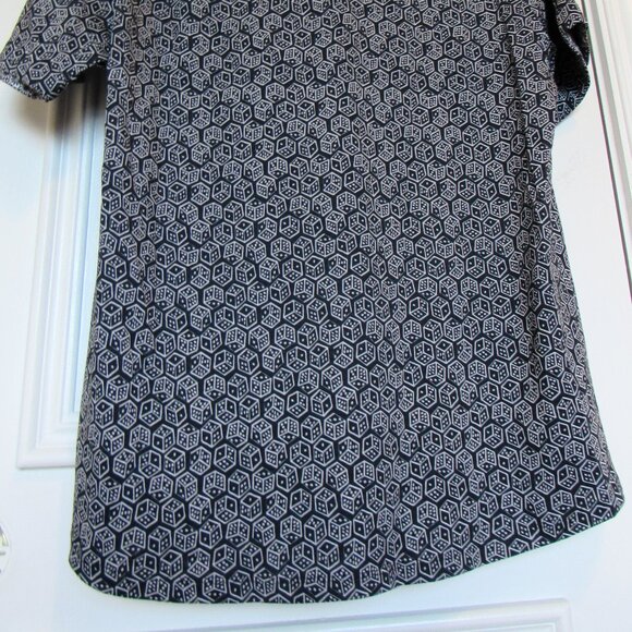 Stone Rose men's size M short sleeve button down Knit Shirt, navy - Picture 6 of 7